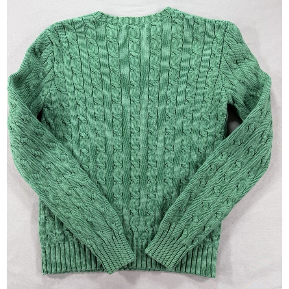 Ralph Lauren Women's Green Cable-Knit Crew Neck Long Sleeve Cotton Sweater S - Picture 7 of 7